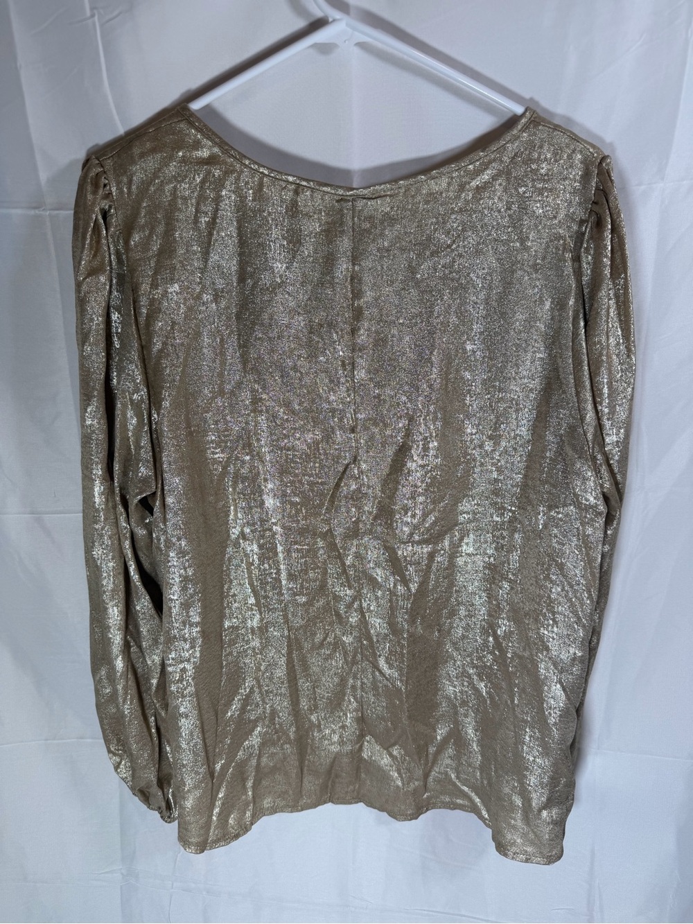 Emery Rose Metallic Gold Shimmer Blouse Plus Size 1XL - Picture 3 of 9
